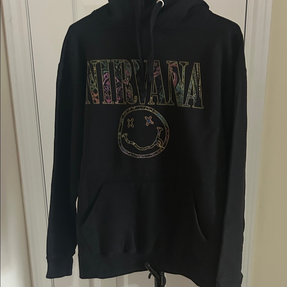 NIRVANA Black Hoodie with Colorful Logo
